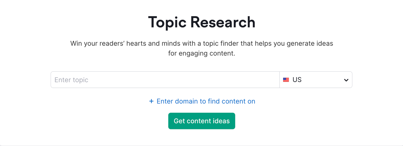 Topic Research landing page. 